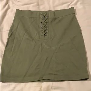Cute army green skirt with lace up in front